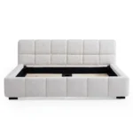 Cushy Boucle Fabric Bed - Contemporary Upholstered Platform Bed in Cream Boucle with Padded Headboard